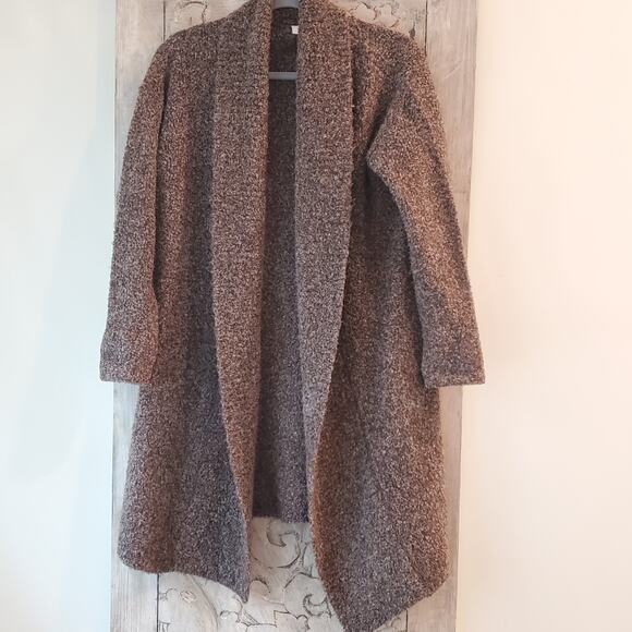 Haven Well Within Gray Soft Merino Wool Open Front Cardigan Brown Textured Small - Picture 1 of 8